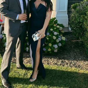 Liv Foster Crepe Strapless Column Gown